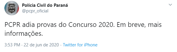Adiamento das provas do concurso PC PR